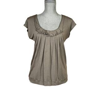 Banana Republic Pleat Ruffle Front Pull Over Knit Blouse size S